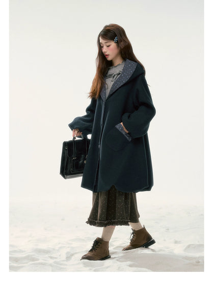 BIBIBENCY - Navy Floral Hooded Coat