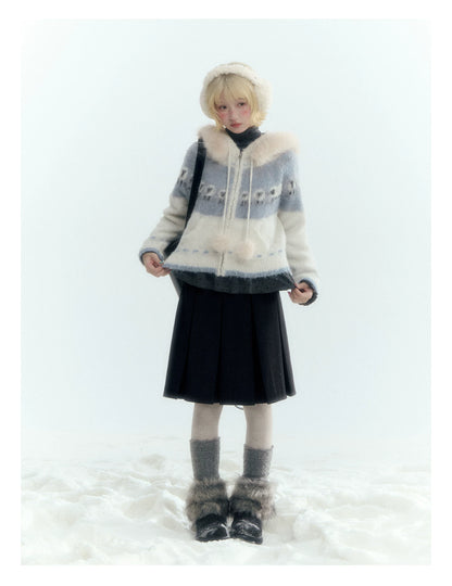 Horridale - Dark Gray Wool-Look A-Line Pleated Mini Skirt