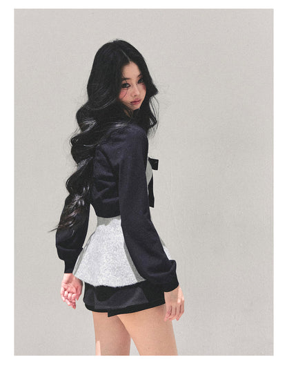 少也眼 "Lingering Warmth" Princess-Style Two-Piece Winter Set - Gray/Black 543545141