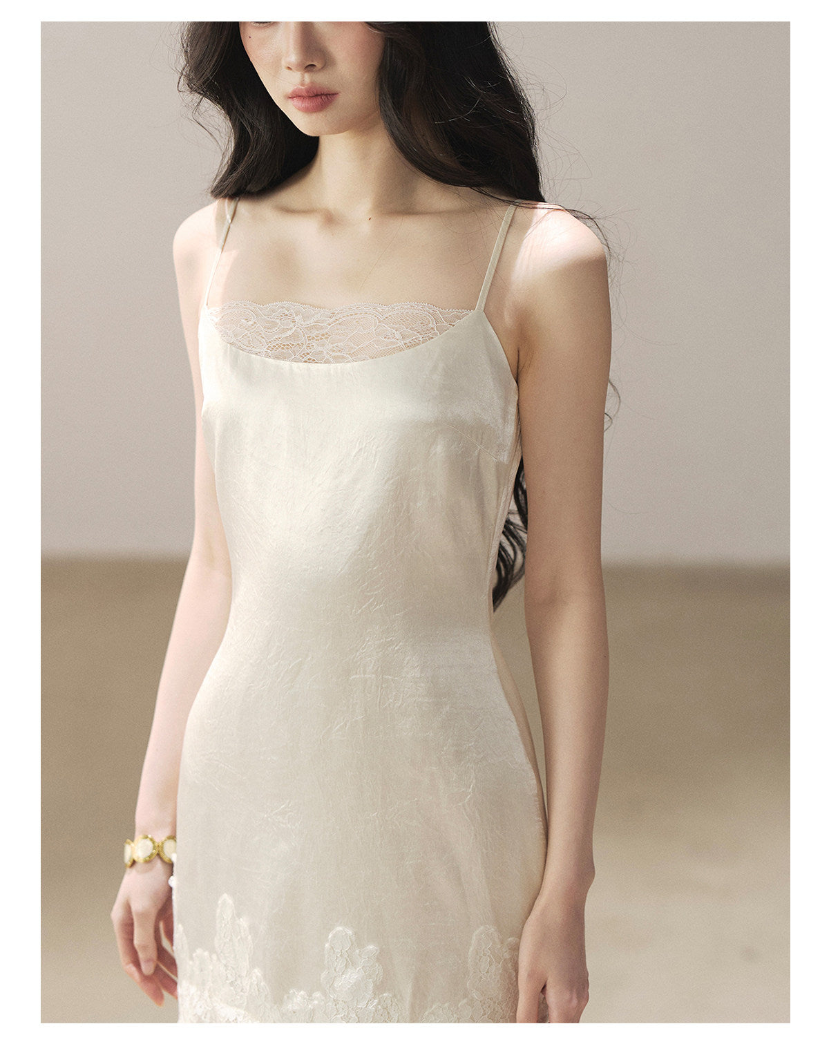 170726 "Your Open Meadow" Cream Apricot White Lace Slip Dress + Gray Taupe Tailored Blazer