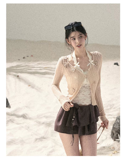 "Layered Petals in Motion" Chestnut Brown Ruffle Skort 5324853