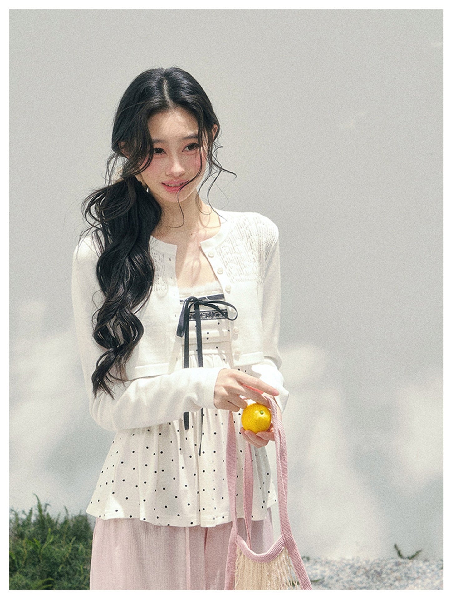 少也眼 “Polka Brandy Lace” White Modal Lace Set 136