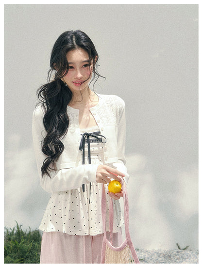 少也眼 “Polka Brandy Lace” White Modal Lace Set 136