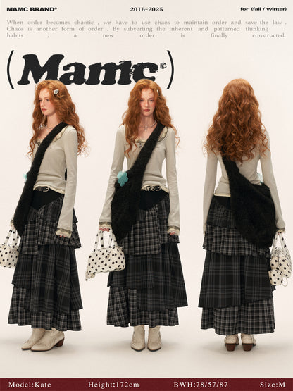 MAMC - Layered Lace Trim Long Sleeve T-Shirt (Gray)