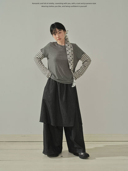 "Archive Fade" Dark Indigo Layered Wide Leg Jeans