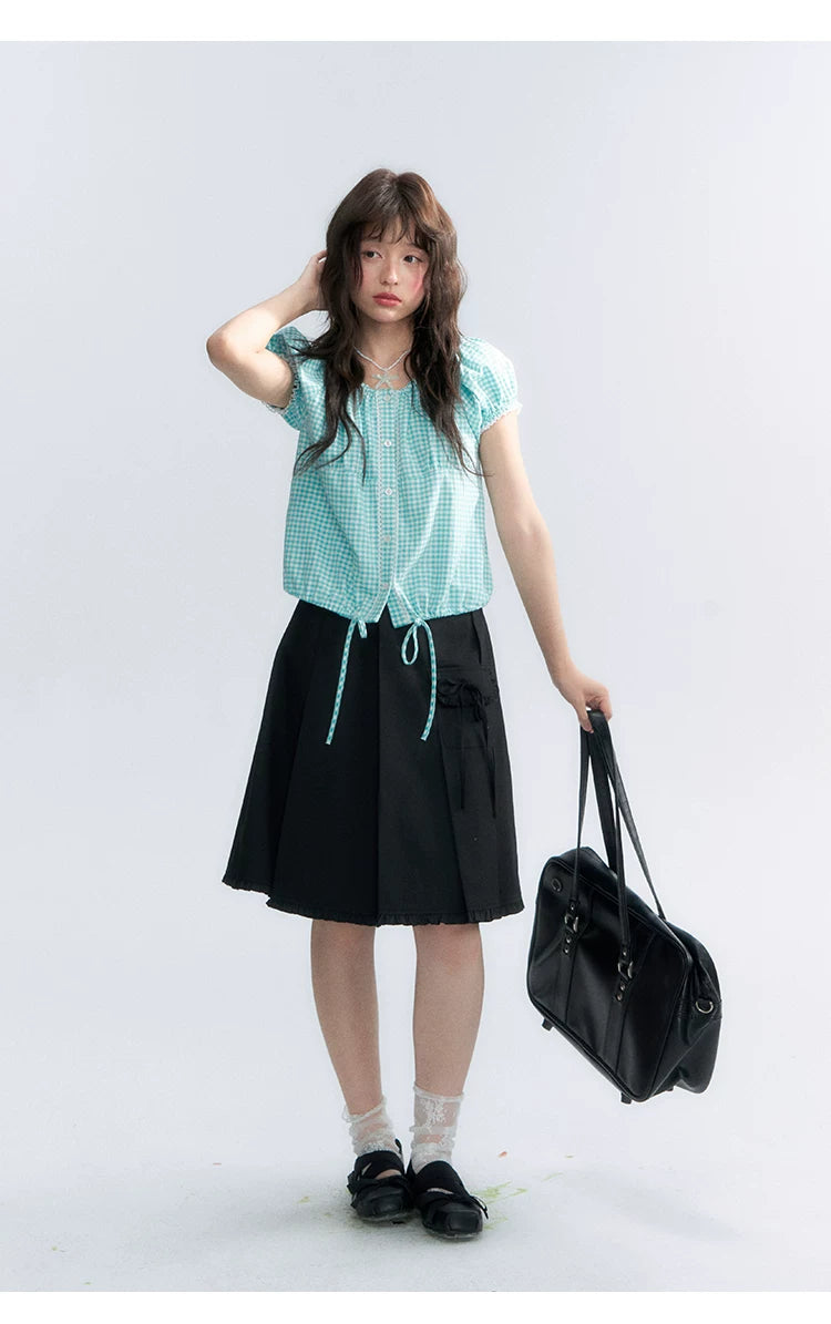 "Midnight Academy" Black Pleated Mini Skirt