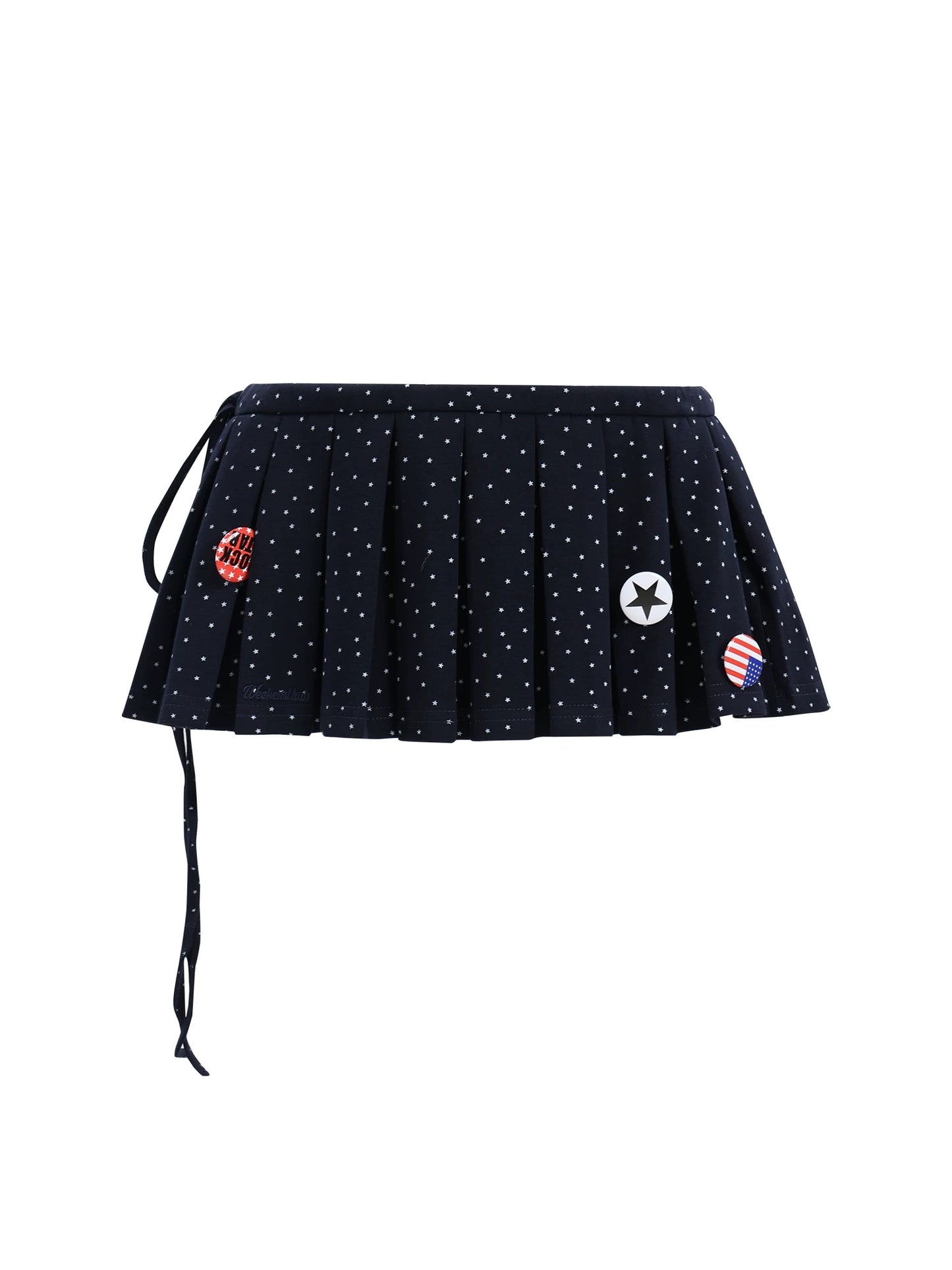 "Starlight Transit" Navy Pleated Mini Skirt
