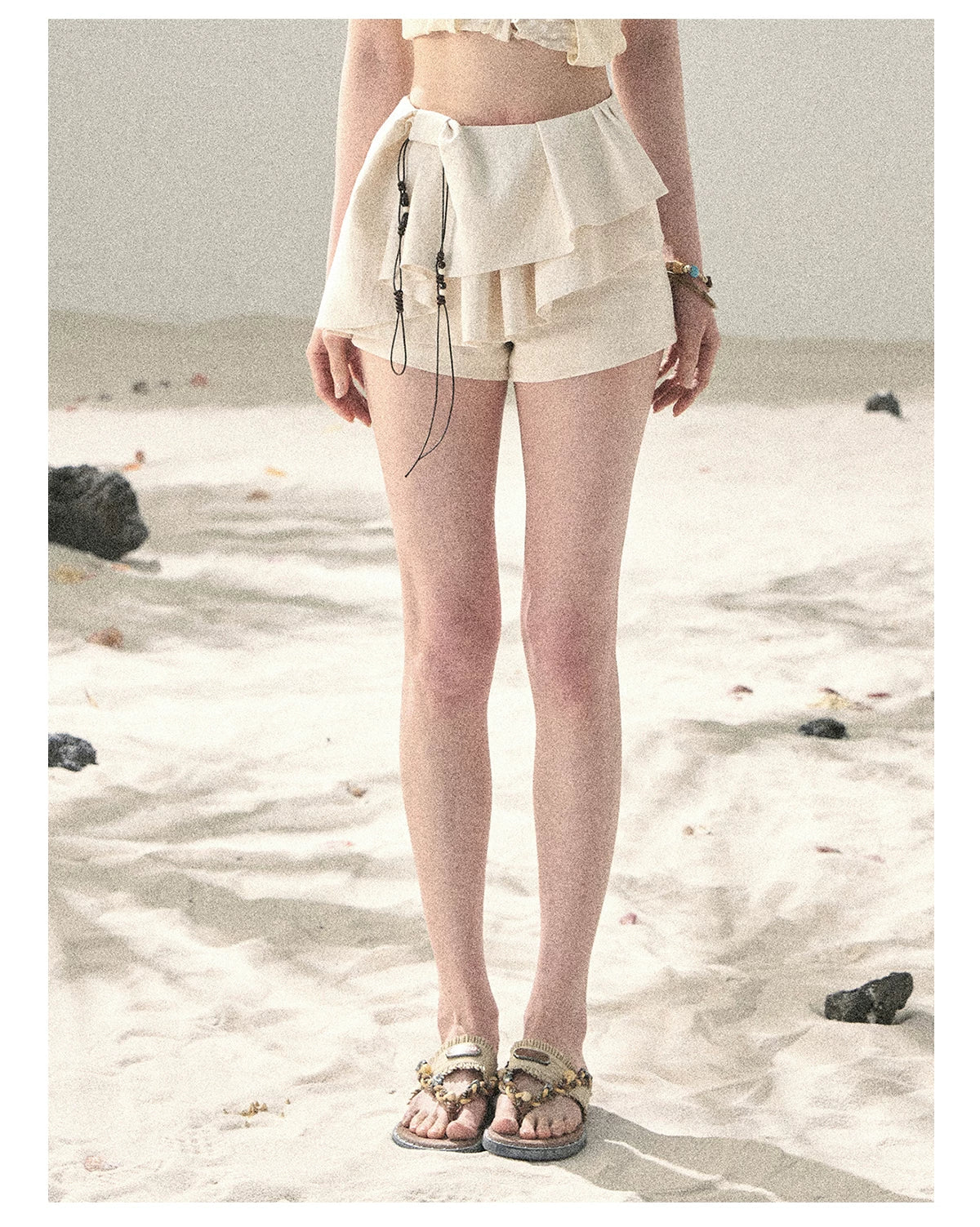 "Layered Petals in Motion" Dutch Cream Ruffle Skort 5324853