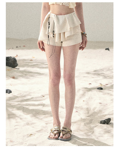 "Layered Petals in Motion" Dutch Cream Ruffle Skort 5324853