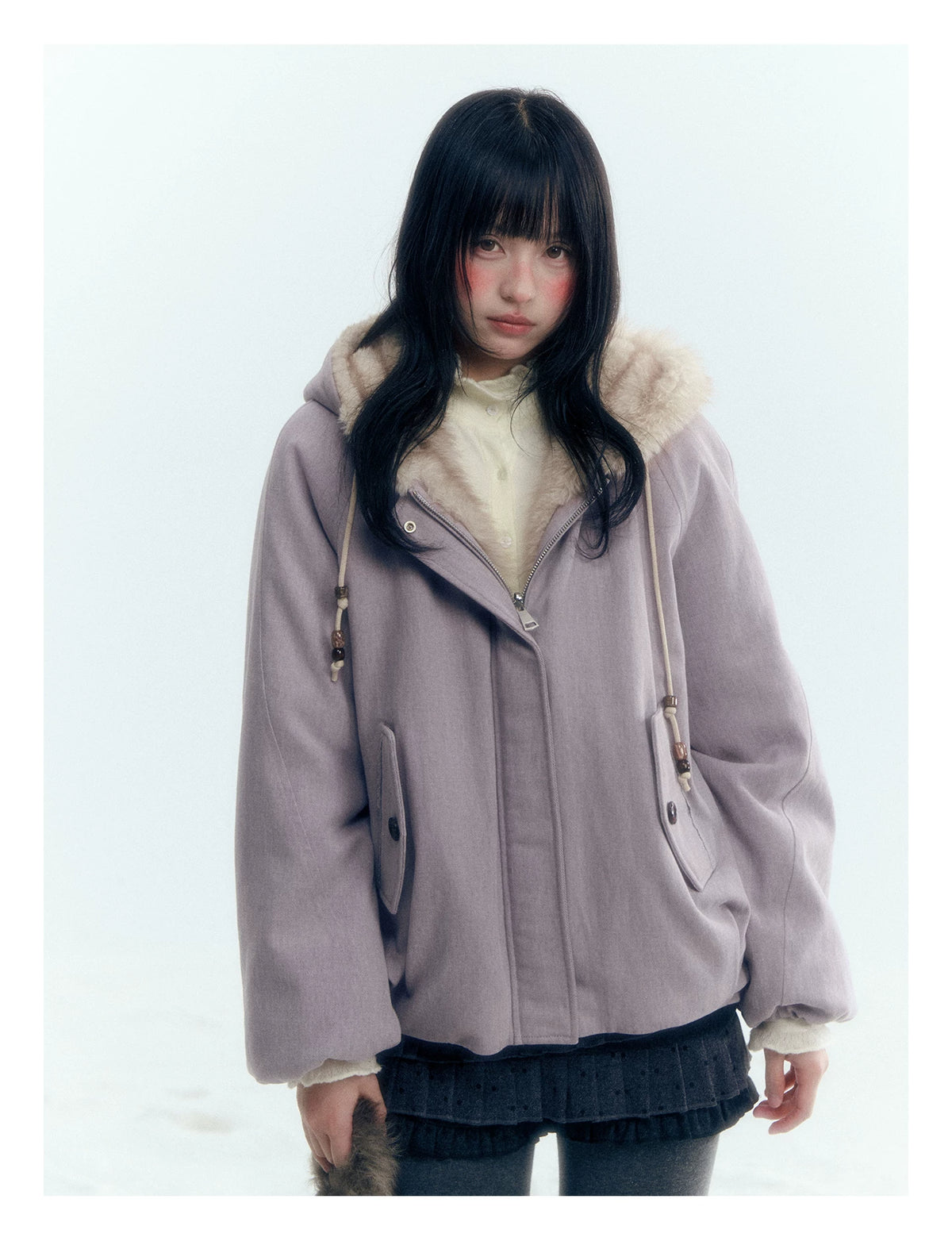 Horridale - Reversible Vintage Puff Jacket with Faux Fur – Misty Purple