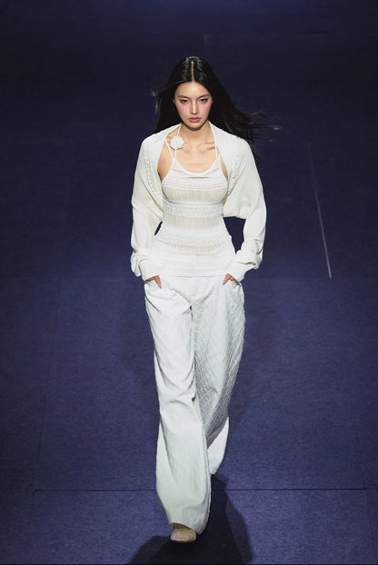 White High-Waisted Wide-Leg Cotton Jeans