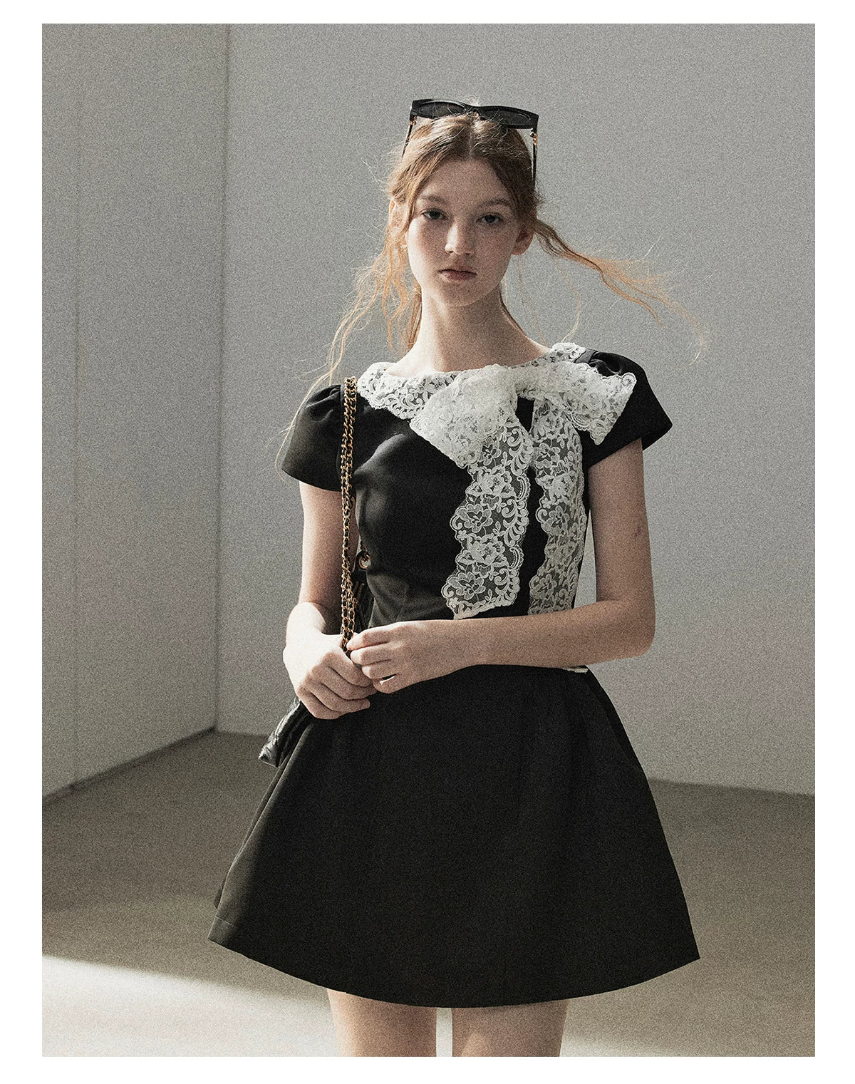 "A River Woven by Moonlight" Rich Black Lace Cocktail Mini Dress