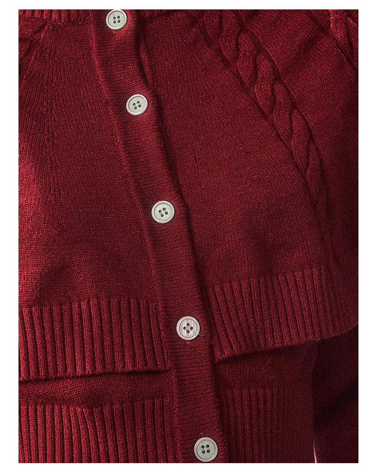 少也眼 "Miss Daisy" American Cable Knit Cape Sweater in Falu Red