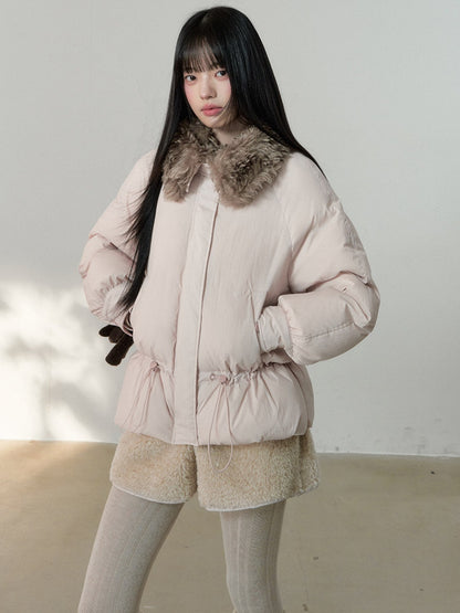 Soote Season - Sweet Cream Pink Faux-Fur Collar Puffer Jacket