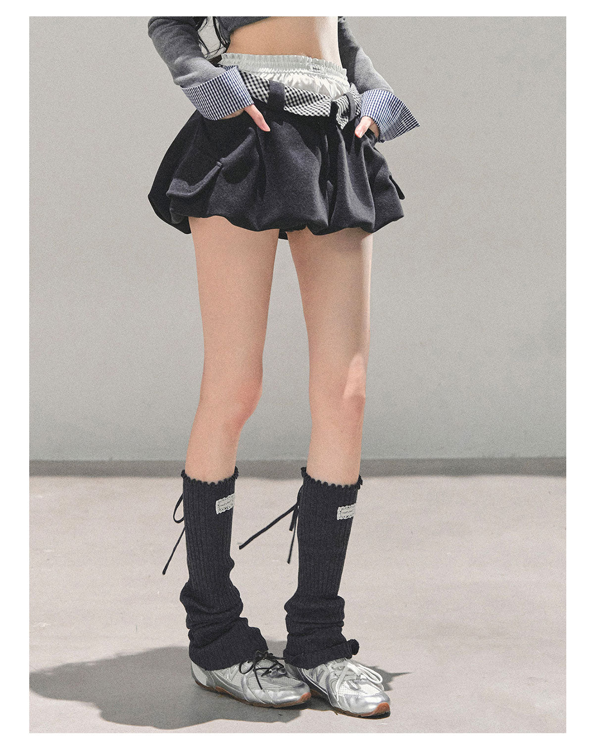 少也眼 “Footprints in the Snow” Winter Bubble Skirt - Gray 68451351