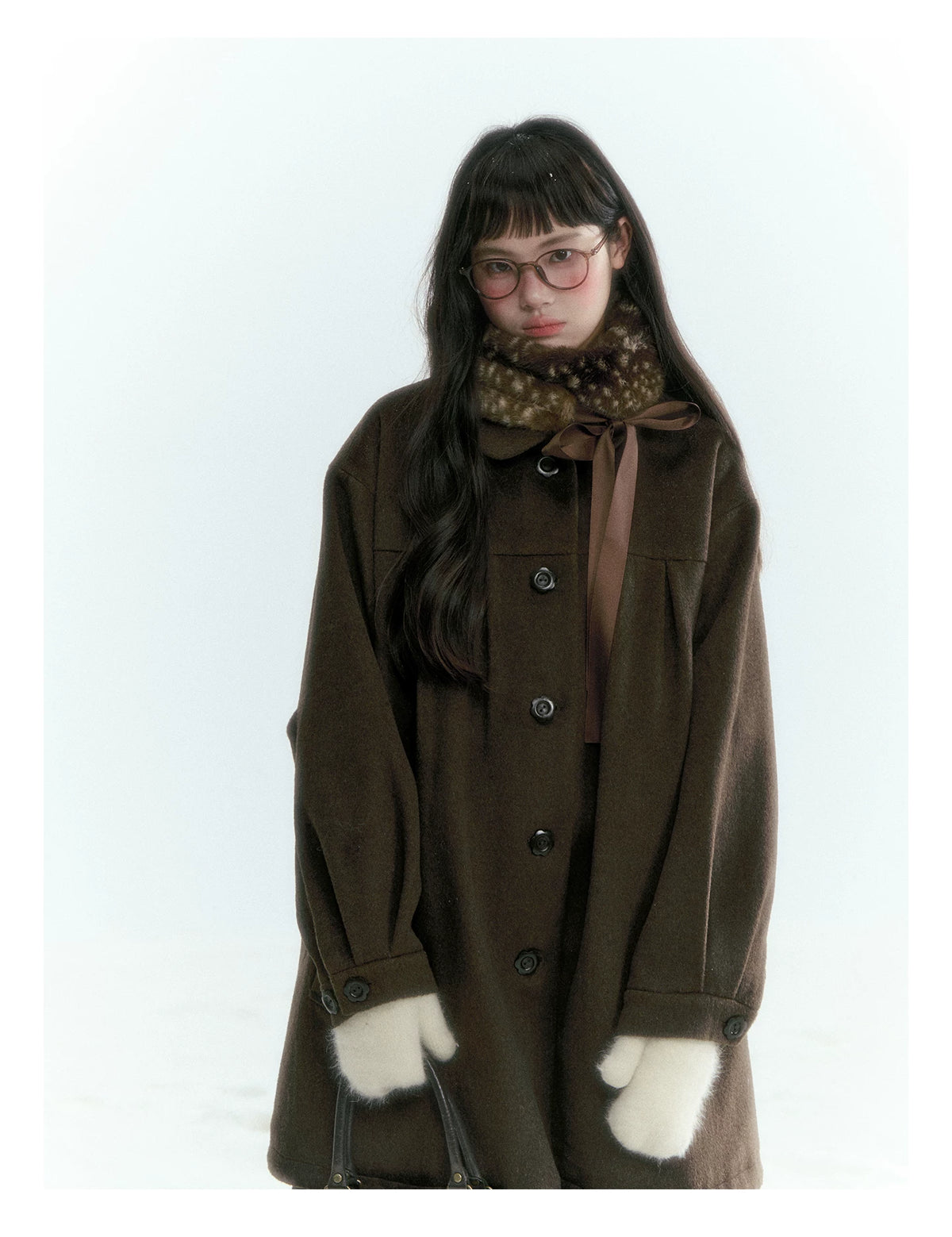 Horridale - [FREE GIFT] Vintage Bow-Tie Faux Fur Collar Scarf (Cream White / Brown)