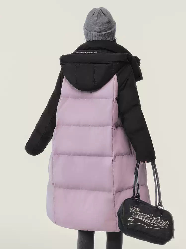 EPTISON - Purple Long 90% White Duck Down Puffer Coat