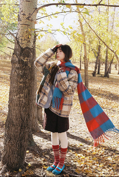 Zzouu - Blue Coffee Imitation Fur Jacket