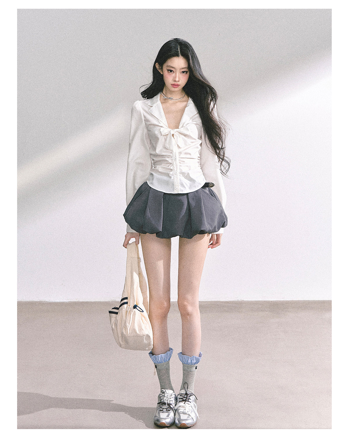 少也眼 "K-Drama White Moonlight" Soft Sophisticate Blouse - White 486864