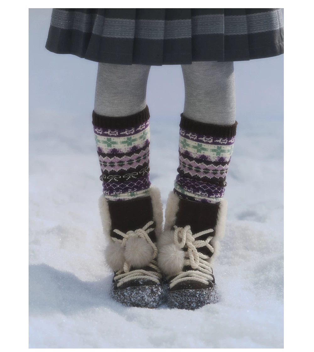 CANSTORE - "Coffee Grape" Fair Isle Brown Knit Cardigan