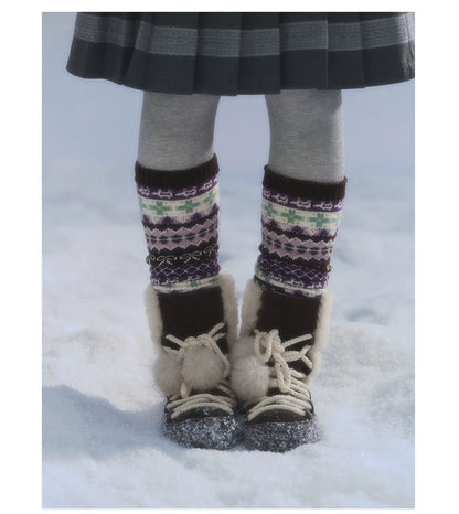 CANSTORE - "Coffee Grape" Fair Isle Brown Knit Cardigan