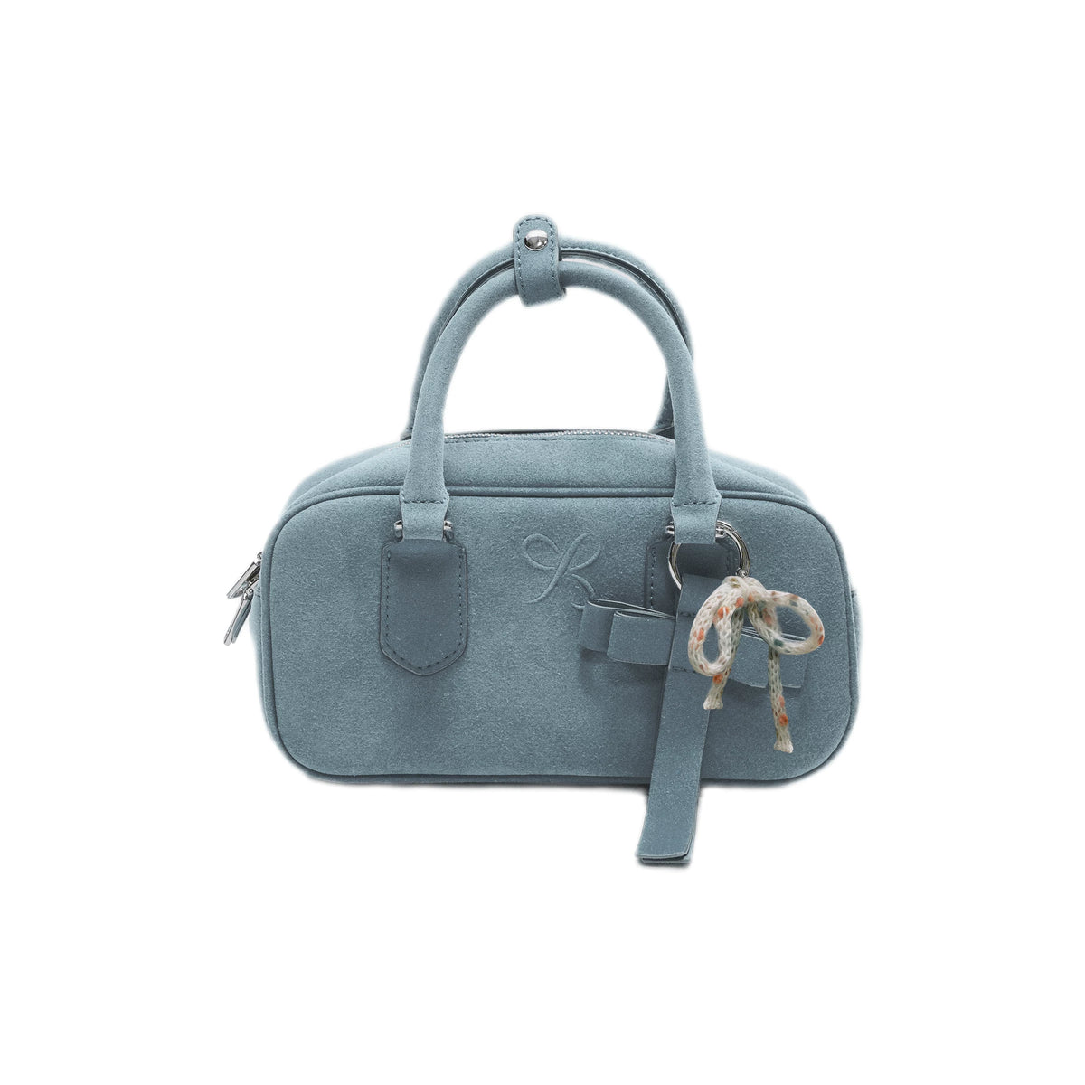 SunsetPark - Suede Bow Boston Handbag (Red / Brown / Floral / Blue / Pink)