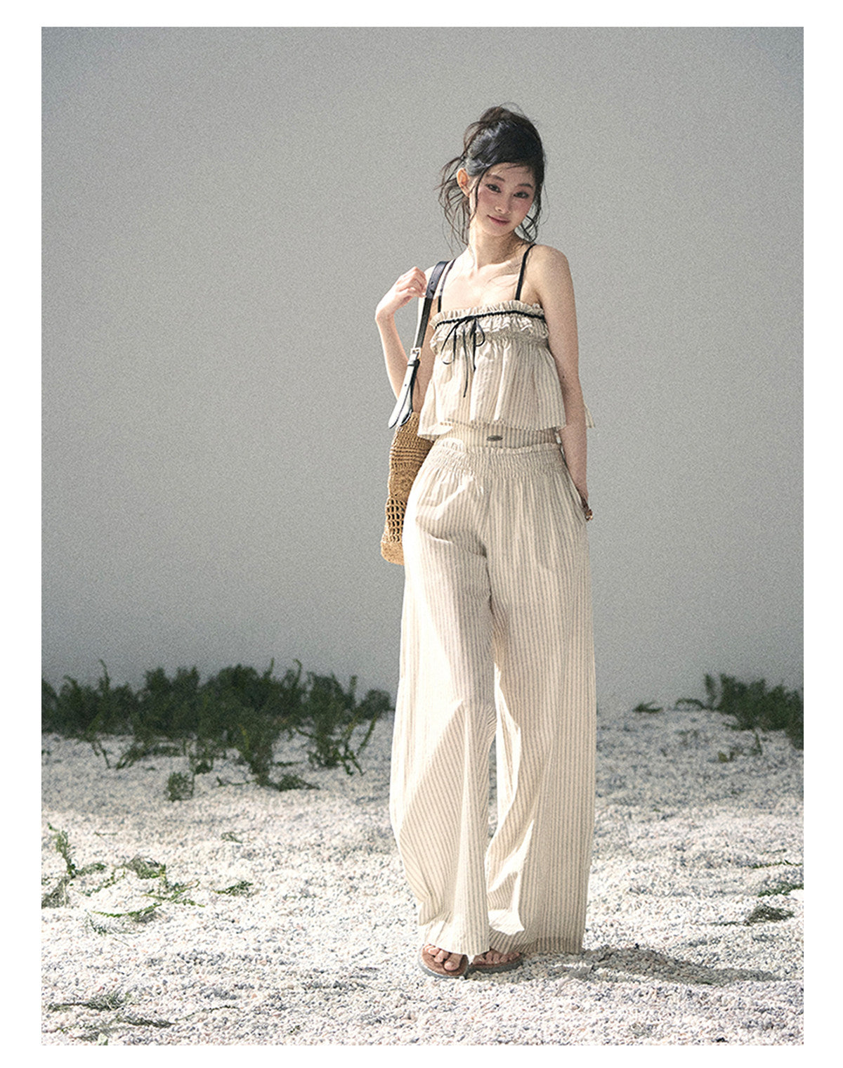 “Midsummer Woven Daydream” Dutch Cream Stripe Two-Piece Set