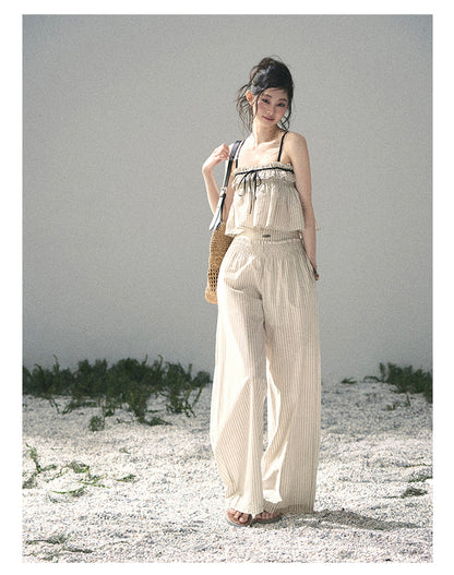 “Midsummer Woven Daydream” Dutch Cream Stripe Two-Piece Set