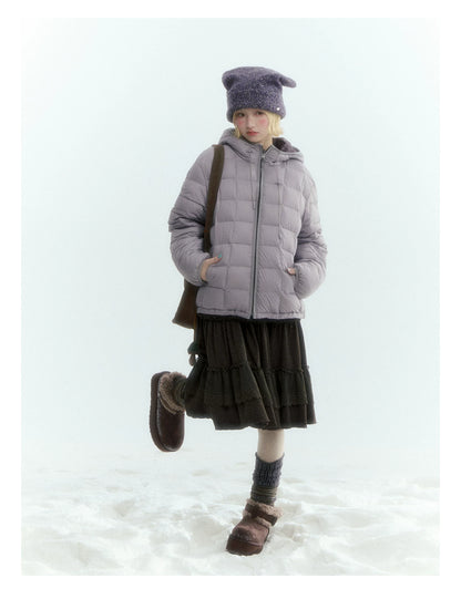 Horridale - Misty Purple Reversible Floral Hooded Down Jacket