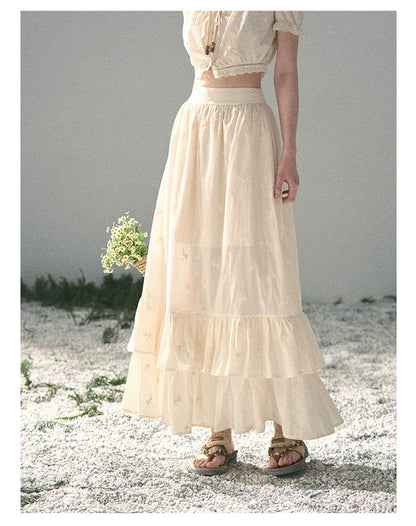 “Fallen Into the Garden” Dutch Cream Two-Piece Skirt Set 5635432
