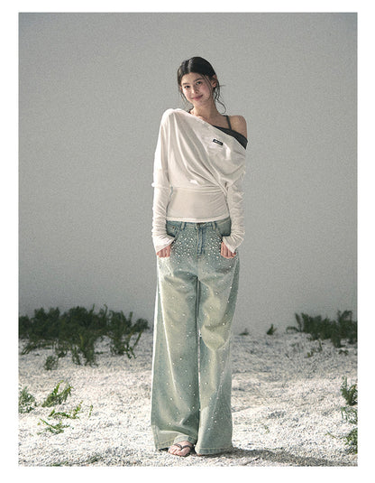 “Moonlit Monologue” Layered Off-Shoulder Halter Top