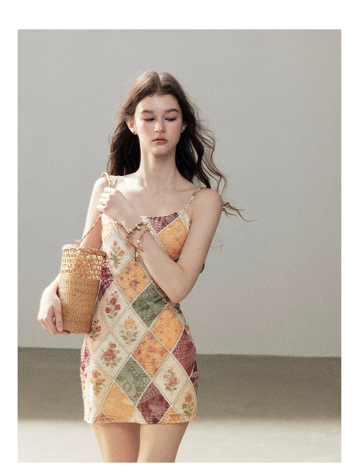 "In Her Lingering Gaze" Van Dyke Brown Floral Cami Bodycon Mini Dress