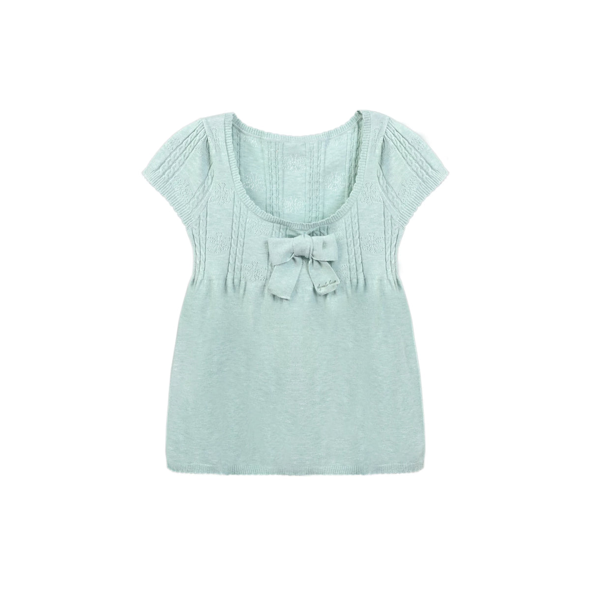 "Daisy Mist" Layered Polka Dot Collection (Mint Green Knit Top / Beige Cami / Polka Dot Overlay / Denim Pleated Skirt)