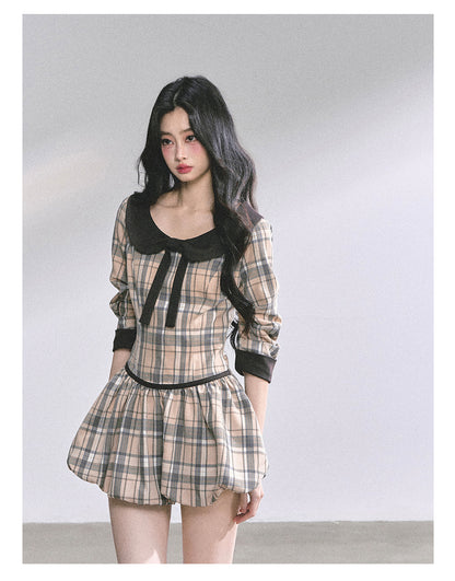 少也眼 "Miss Diana" Plaid French Babydoll Dress 78658645