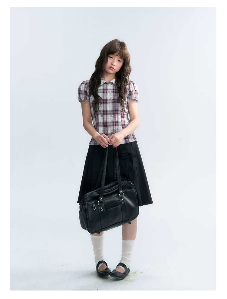 "Midnight Academy" Black Pleated Mini Skirt