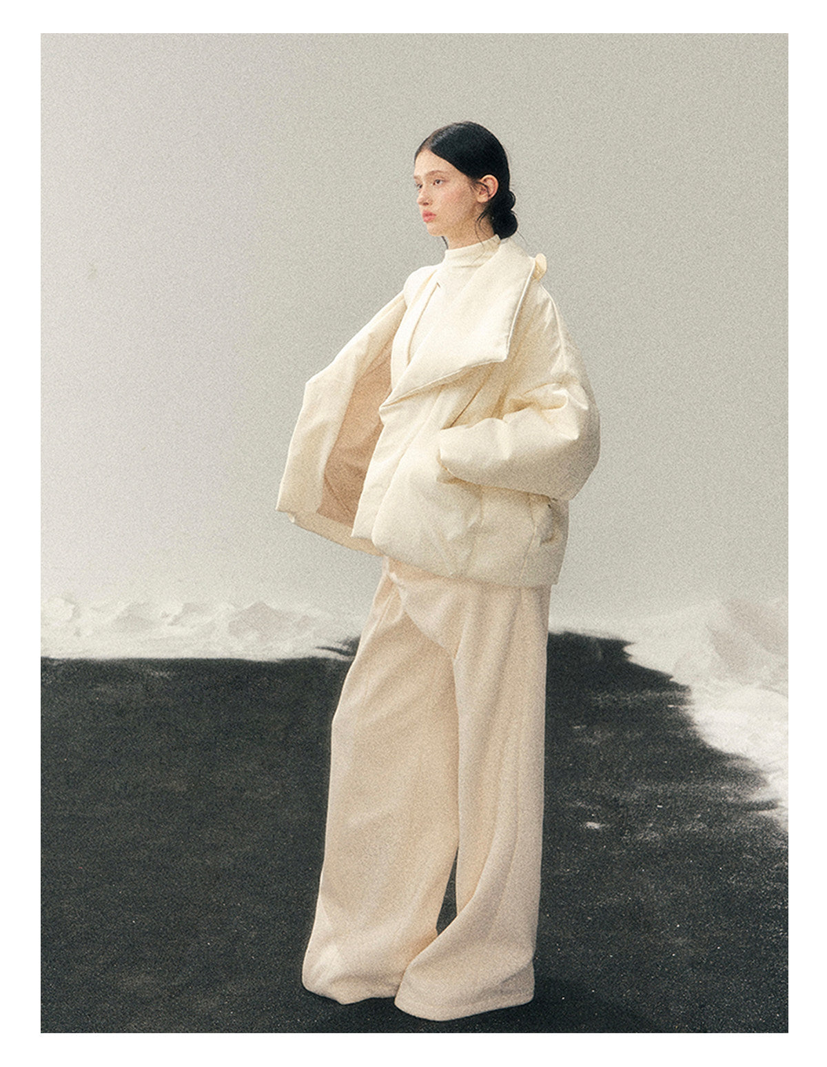 040126 "The Fluffiness of Snow" Down Jacket - Creamy Apricot White