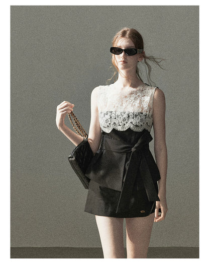 "The Quiet Strength" Black Iris Lace Sleeveless Crop Top