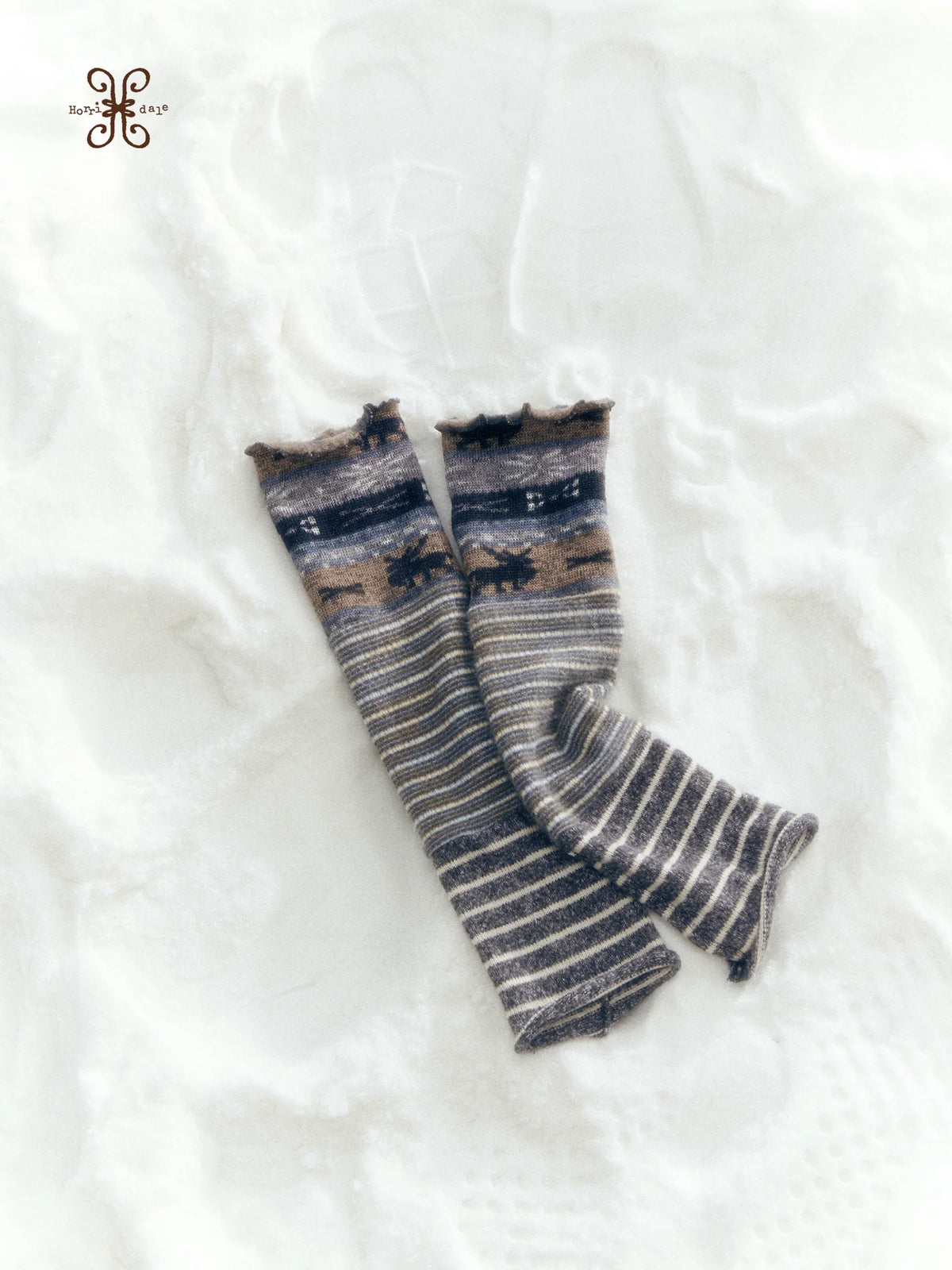 Horridale - [FREE GIFT] Dark Gray Fair Isle Knit Leg Warmers with Stripes
