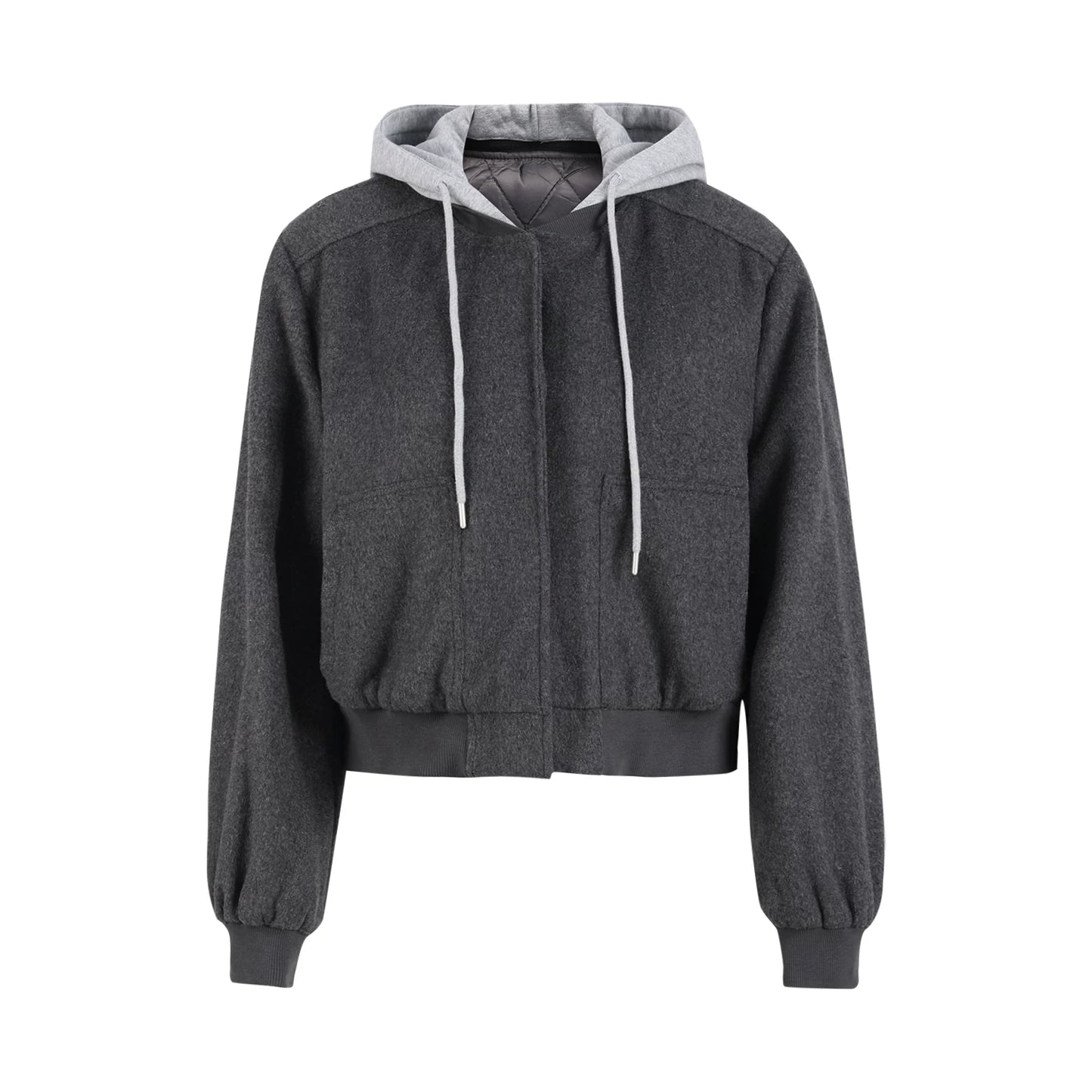 "Terminal Edge" Gray Detachable Layered Hooded Jacket