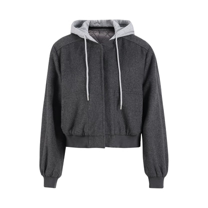 "Terminal Edge" Gray Detachable Layered Hooded Jacket