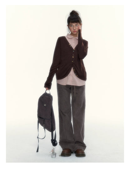 "A Season Called Autumn" Coffee Brown Vintage Washed Wide-Leg Utility Pants