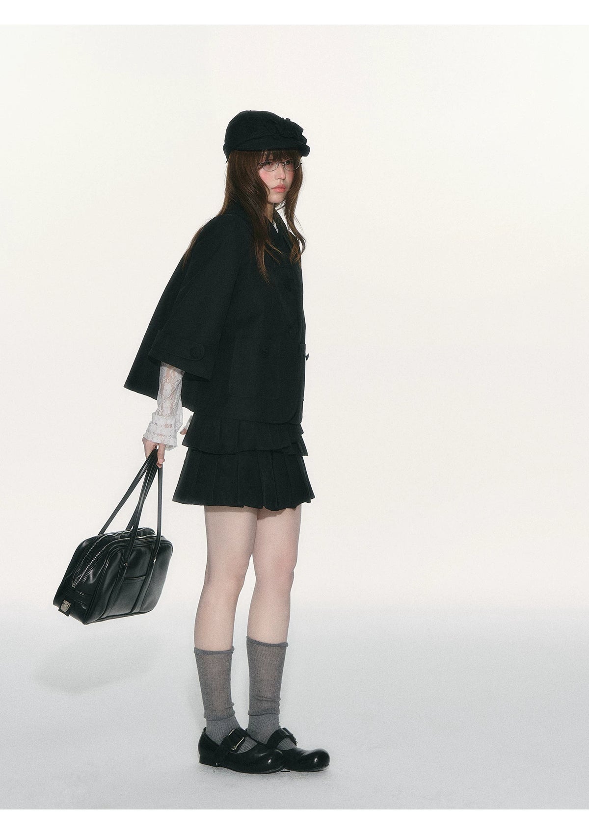 JOVYLLE - Black Preppy Blazer & Skirt Set