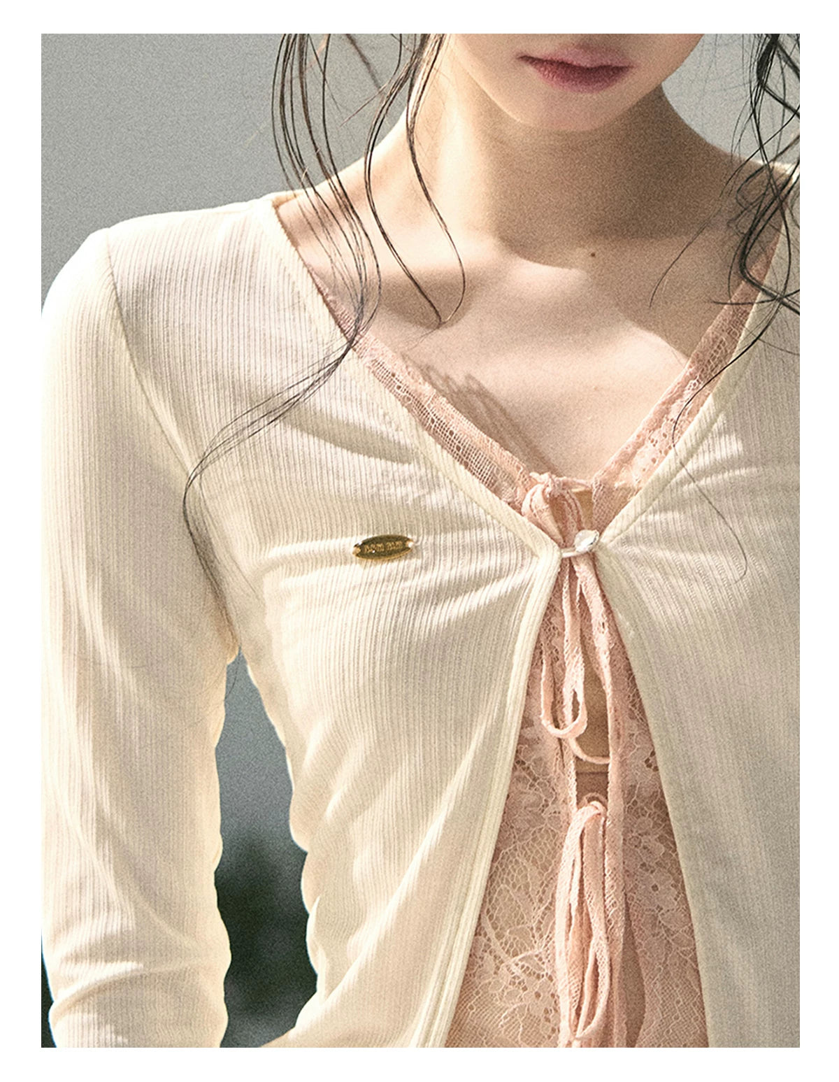 “Dreams Between Seams” Cream Ivory Layered Lace Top