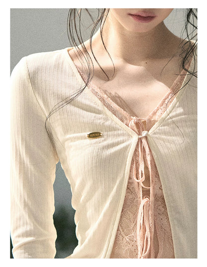 “Dreams Between Seams” Cream Ivory Layered Lace Top