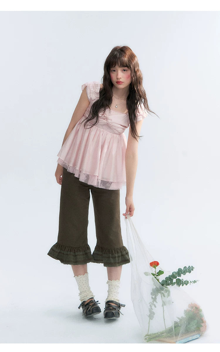 "Summer Sweetheart" Cherry Blossom Pink Bow Cami Top