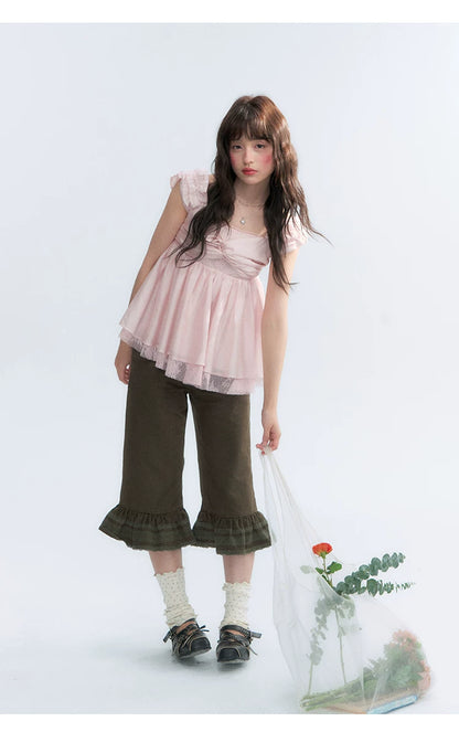 "Summer Sweetheart" Cherry Blossom Pink Bow Cami Top
