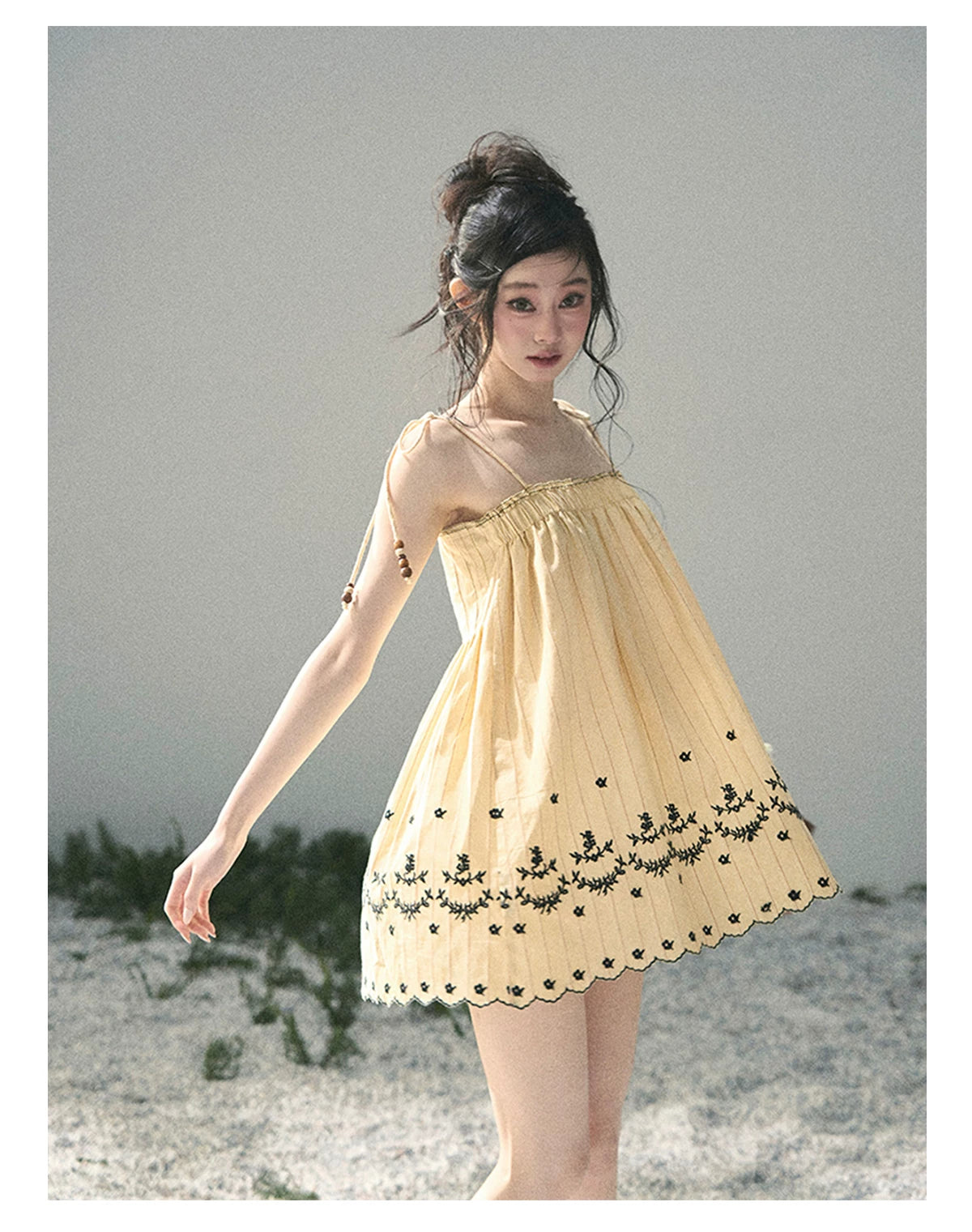 “Ripples Along the Hem” Butter Yellow Reversible Babydoll Dress