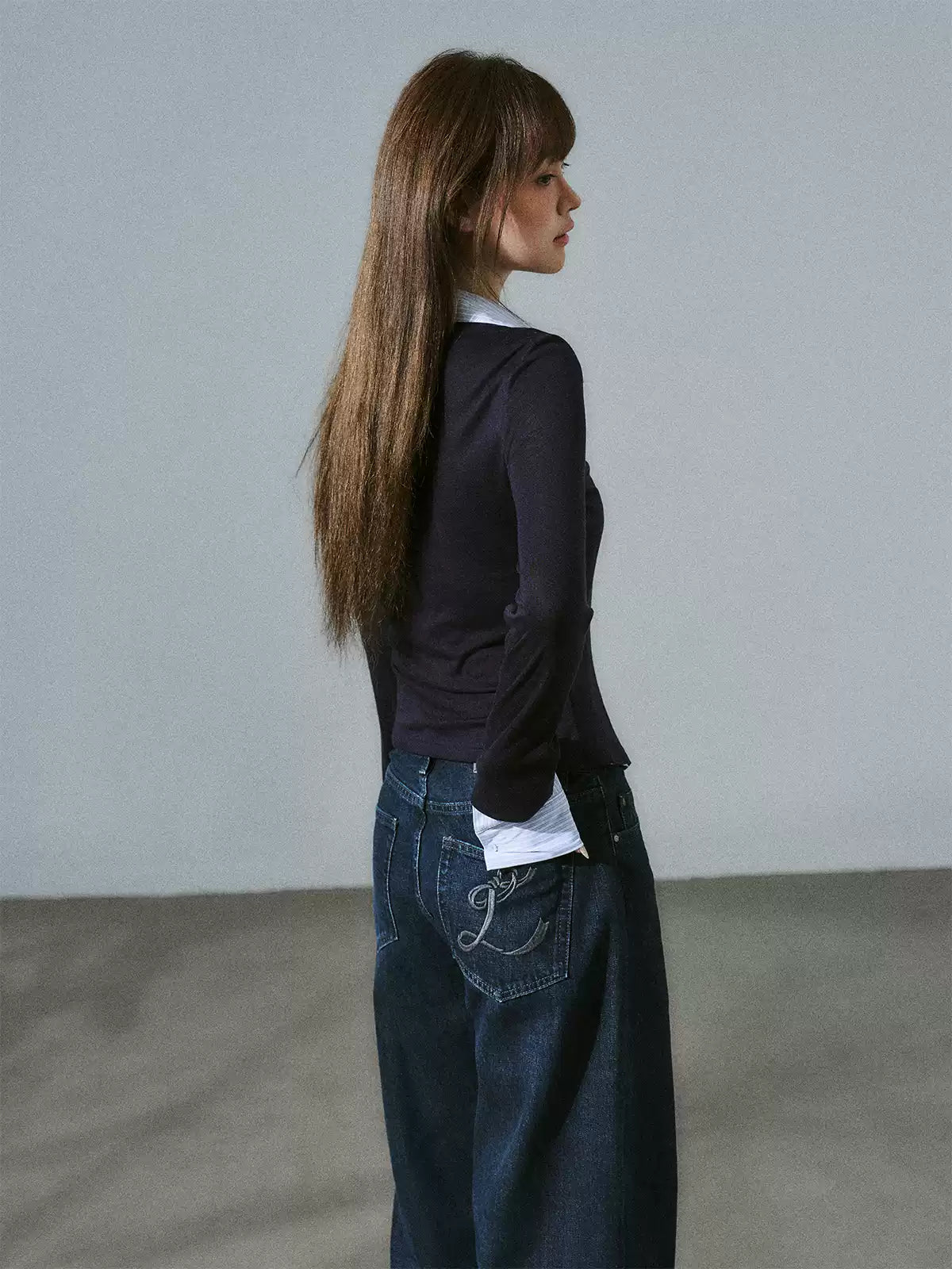 LOST FOREST - Blue Stripe Layered Knit Top