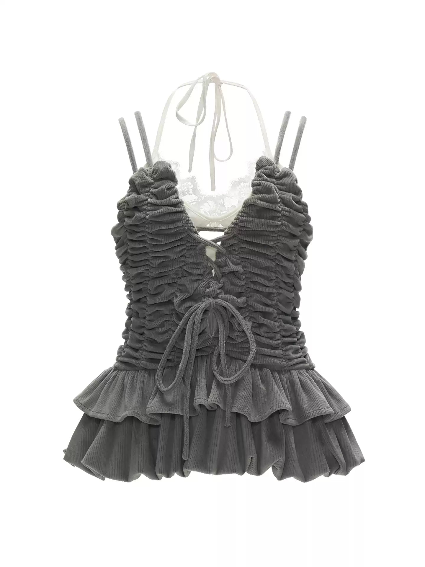 Ruched Ribbon Corset Cami Set WE995