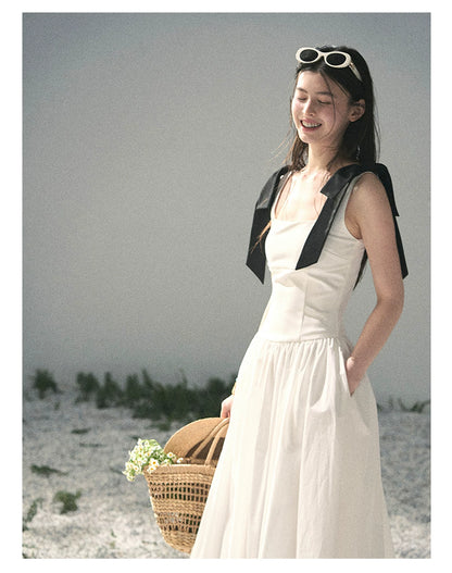 "Whispered Spring Midnight" Gardenia White Maxi Sundress 84545